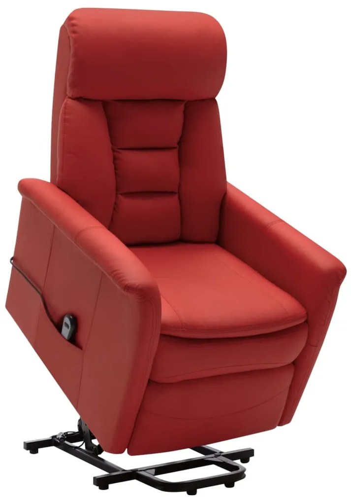 vidaXL Poltrona elevatória couro artificial vermelho tinto