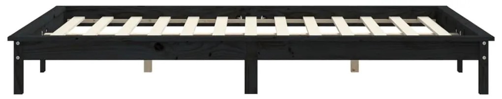 Estrutura de cama 160x200 cm pinho maciço preto
