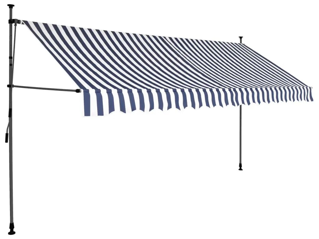 Toldo retrátil manual com LED 400 cm azul e branco