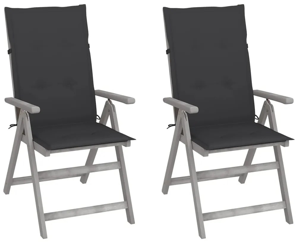vidaXL Cadeiras jardim reclináveis c/ almofadões 2 pcs acácia maciça