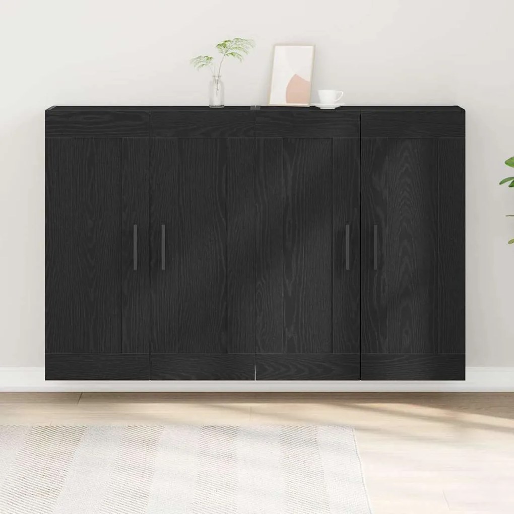 Gabinetes Suspensos 2 pcs Carvalho Preto Madeira Engenheirada