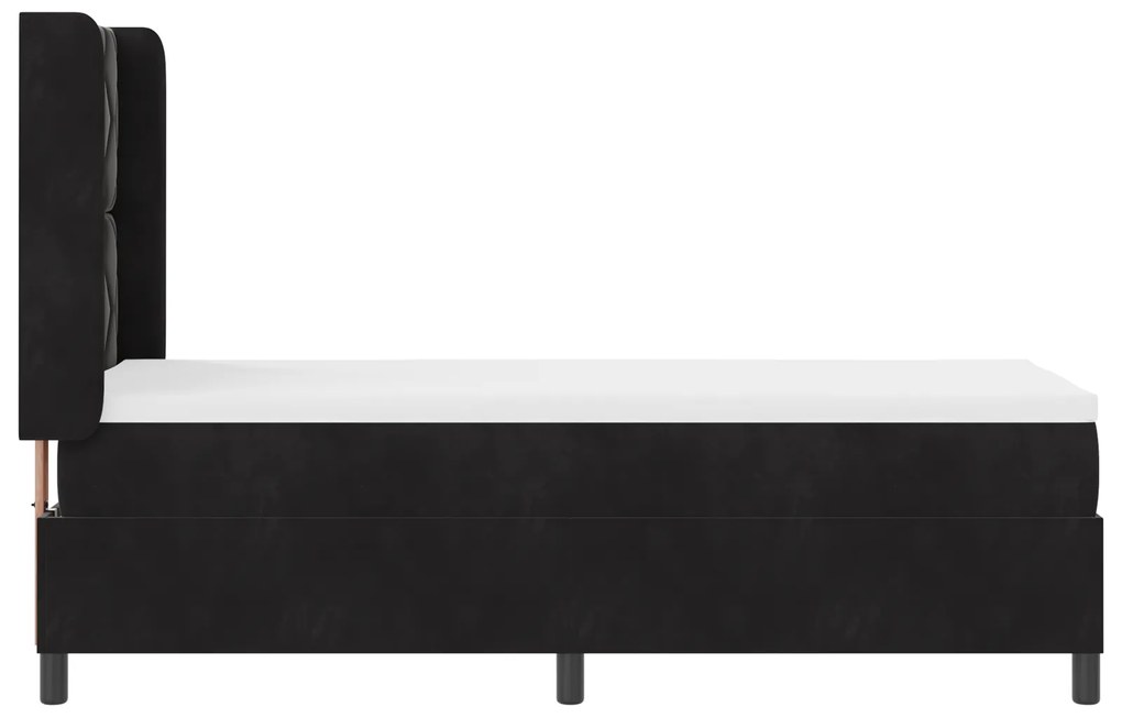 Cama Box Spring vidaXL com Colchão e LED Preto 80x200 cm Veludo