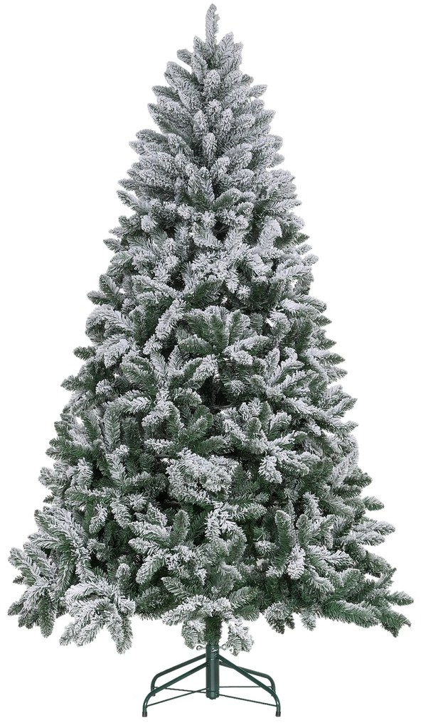 Árvore de Natal Artificial Nevado 210cm com 1021 Ramos e Suporte de Metal Árvore Natalina Nevado para Interior Verde