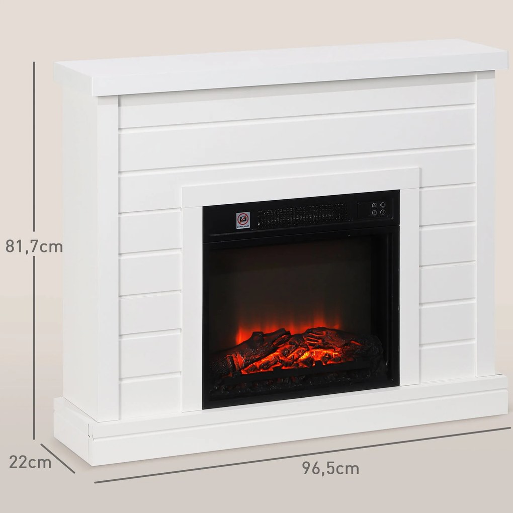 Lareira Elétrica 1800W com Efeito de Chama Realista Controlo Remoto Te