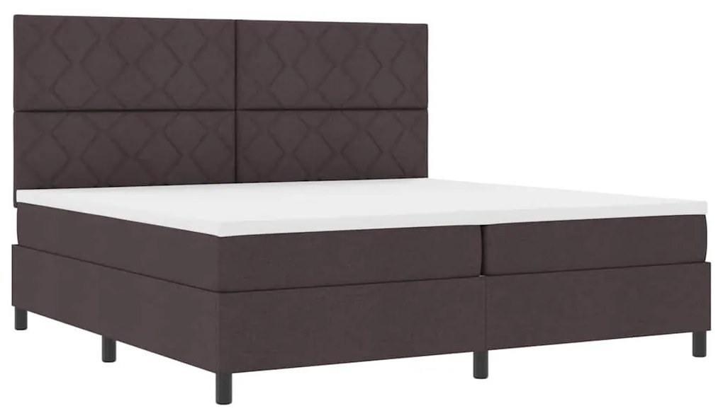 Cama Box Spring com Colchão Castanho Escuro 200x200 cm Tecido