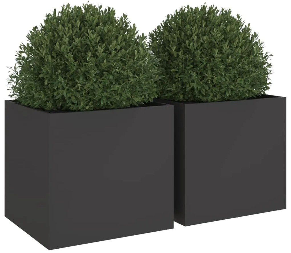 Vasos/floreiras 2 pcs 49x47x46 cm aço preto