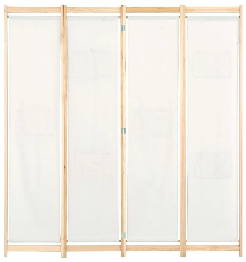 Divisória de quarto com 4 painéis 160x170x4 cm tecido cor creme