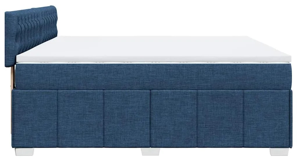 Cama com molas/colchão 200x200 cm tecido azul