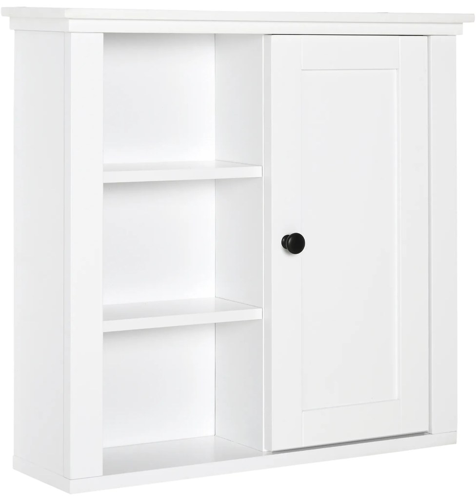 HOMCOM Armário de Banheiro 3 Níveis Abertos 1 Porta Espaço de Armazenamento 53x14,5x50,5 cm Design Elegante Branco | Aosom Portugal