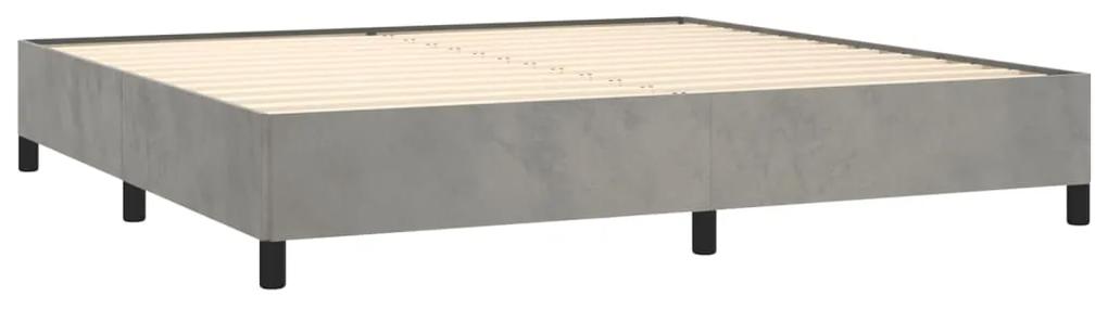 Cama com molas/colchão 200x200 cm veludo cinzento-claro