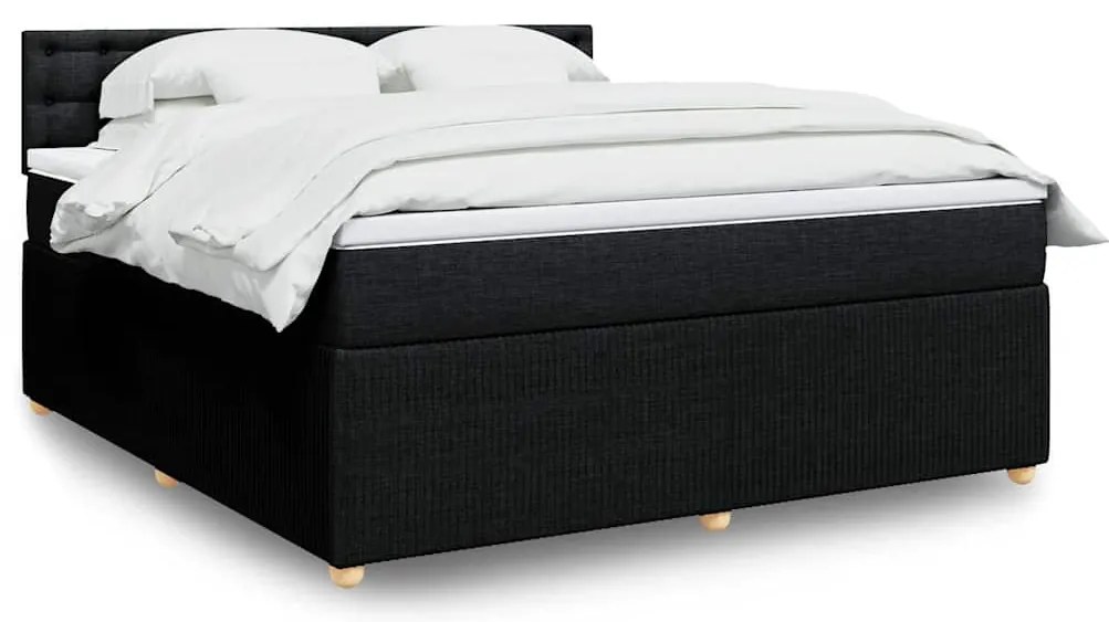 vidaXL Cama com molas/colchão 180x200 cm tecido preto