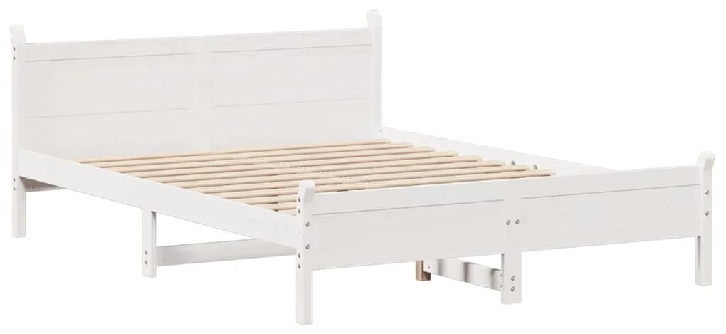 Cama sem colchão 140x200 cm madeira de pinho maciça branco