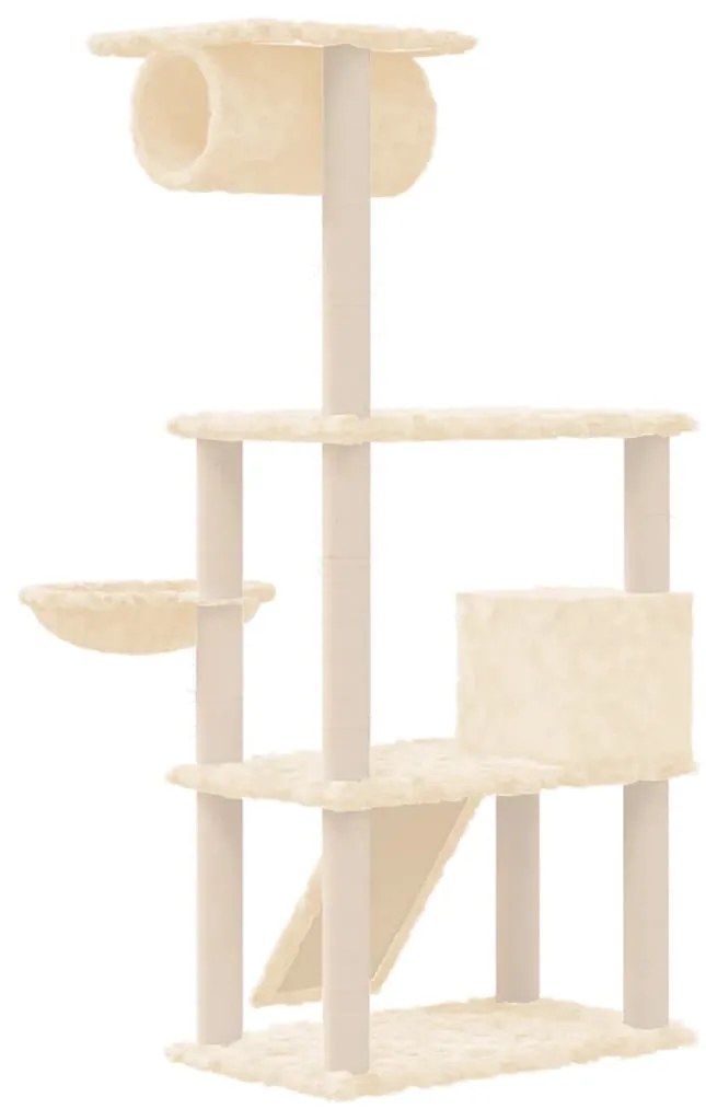 Árvore p/ gatos c/ postes arranhadores sisal 131 cm cor creme