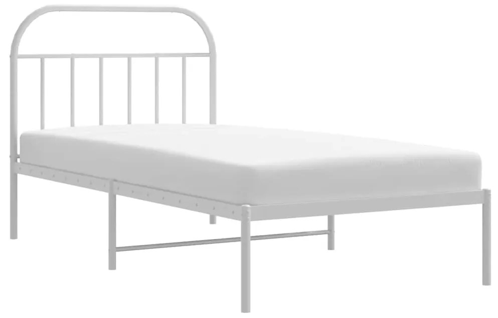 Estrutura de cama com cabeceira 100x190 cm metal branco
