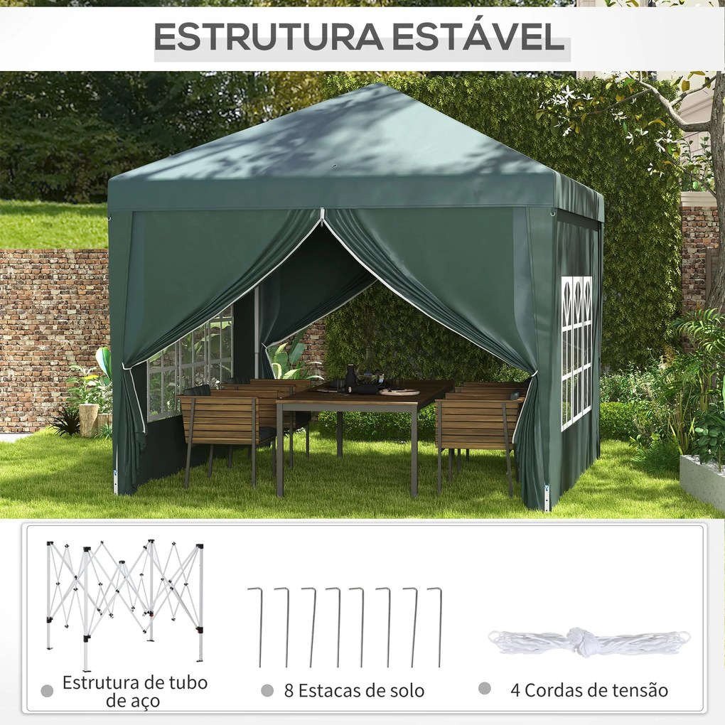 Tenda de Jardim com Paredes Laterais Amovíveis Janelas Porta com Zíper