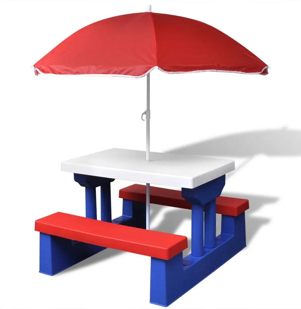 Mesa de piquenique com guarda-chuva para crianças