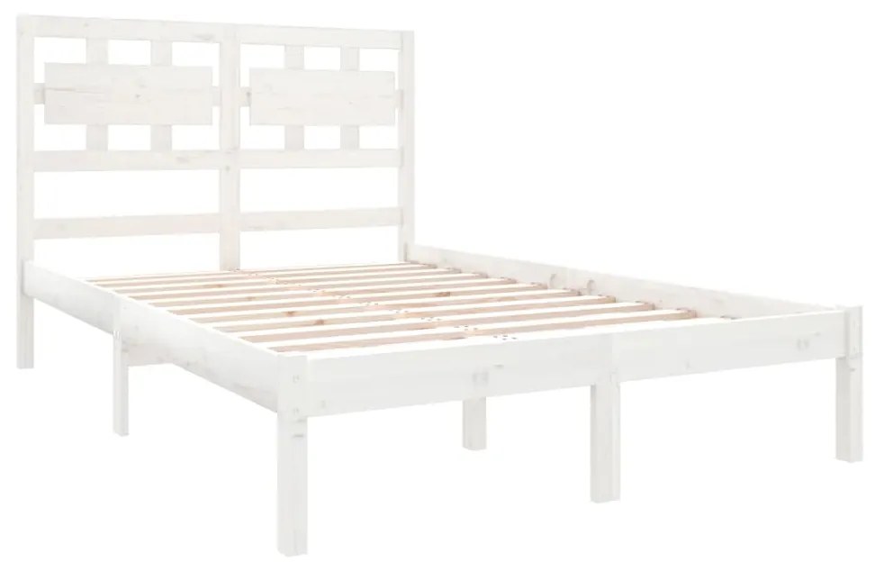 Estrutura de cama dupla 135x190 cm madeira maciça branco