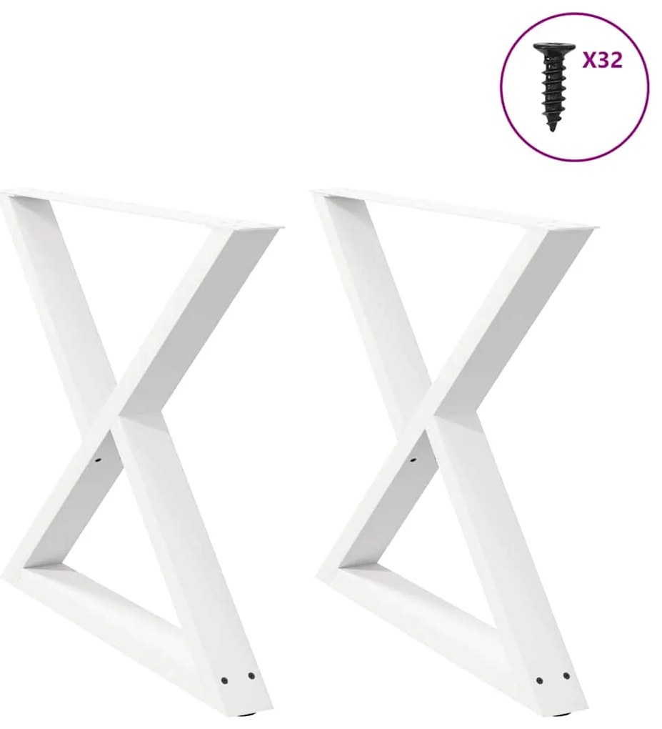 Pés para mesa de jantar 2 peças, branco, 90x(72-73,3) cm, aço