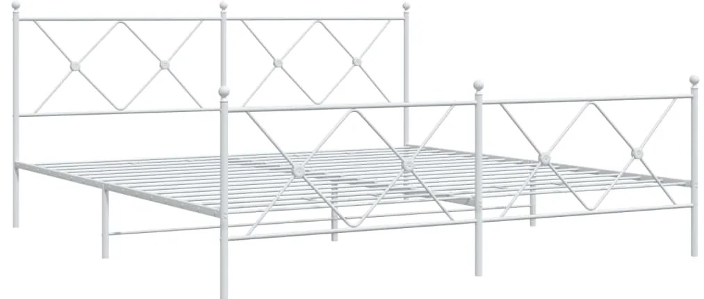 Estrutura de cama com cabeceira e pés 183x213 cm metal branco