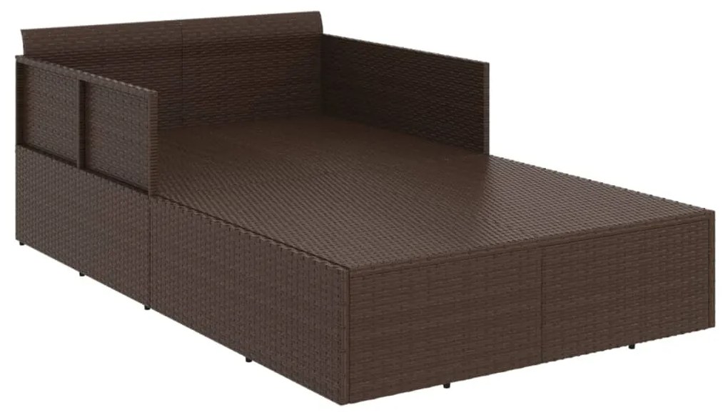 Espreguiçadeira c/ almofadões 182x118x63 cm vime PE castanho