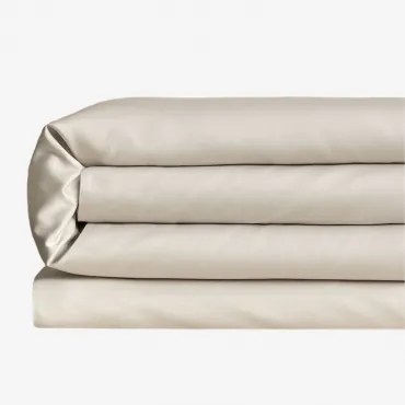 Capa De Edredom De Cetim Sampras 300 Fios Nude Beige & Cama 135/140cm (220 X 220 Cm) - Sklum