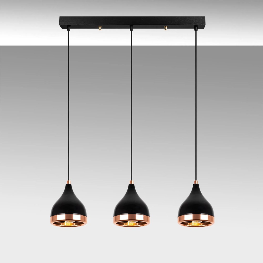 **** Chandelier Yildo – Preto Cobre – 65 x 14 x 31-111 cm
**