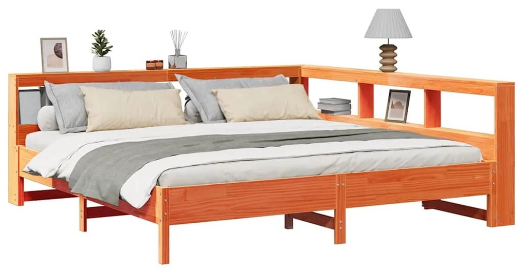 Cama com estante sem colchão 180x200 cm pinho maciço
