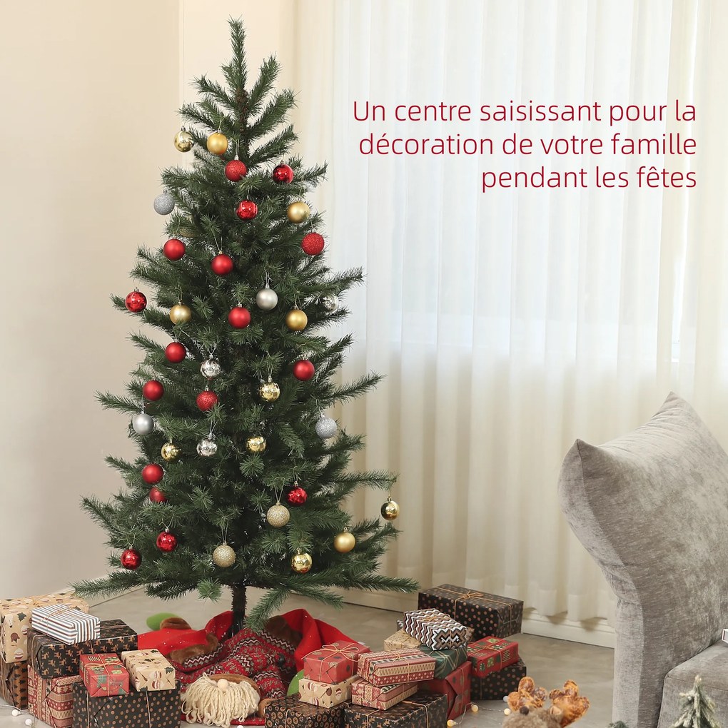 Árvore de Natal artificial de 180 cm com suporte dobrável em aço, 467 ramos, decoração de Natal, verde