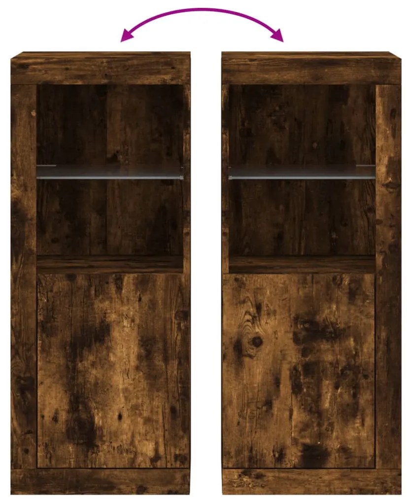 Aparador com luzes LED 41x37x100 cm carvalho fumado