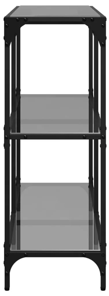 Mesa consola com tampo em vidro preto 98x30x81 cm aço