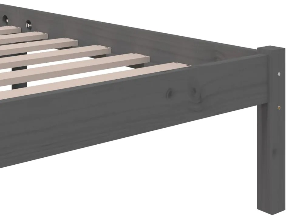 Estrutura de cama 90x200 cm madeira maciça cinzento