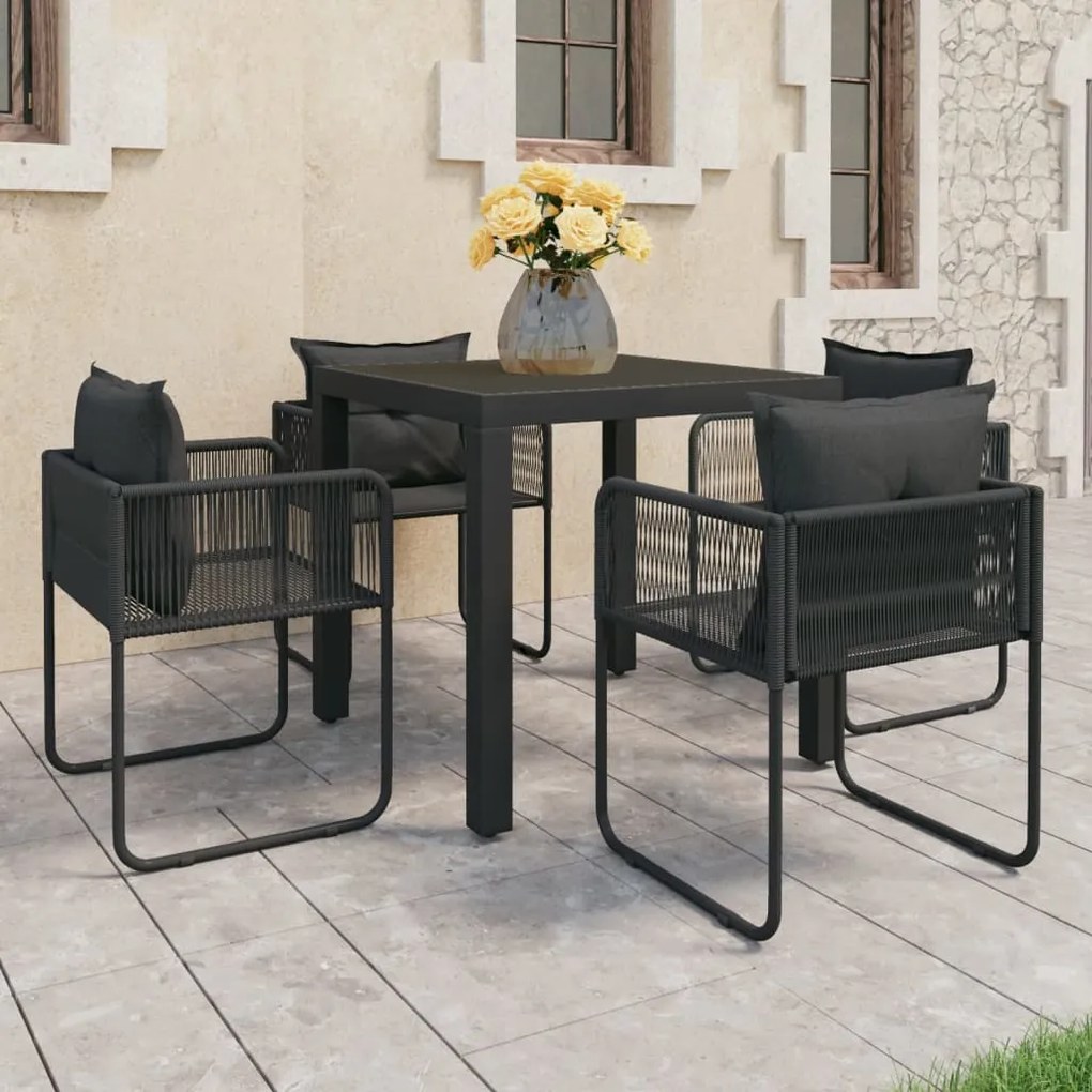 vidaXL 5 pcs conjunto de jantar para jardim vime de PVC preto
