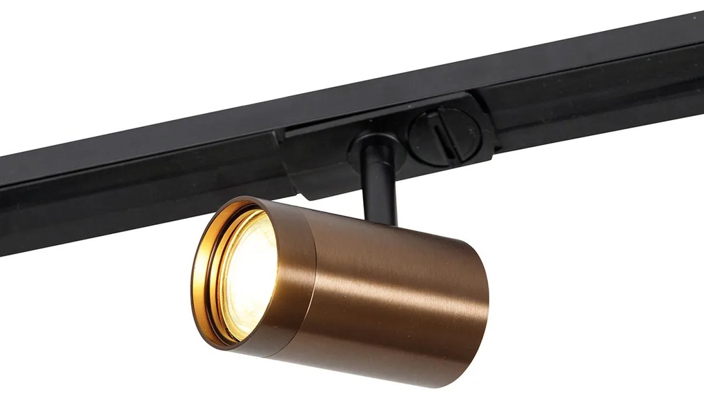 Sistema de calhas moderno monofásico com 5 focos bronze escuro - Jeana Moderno