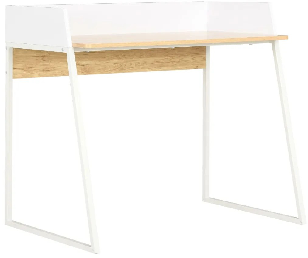 Secretária 90x60x88 cm branco e carvalho