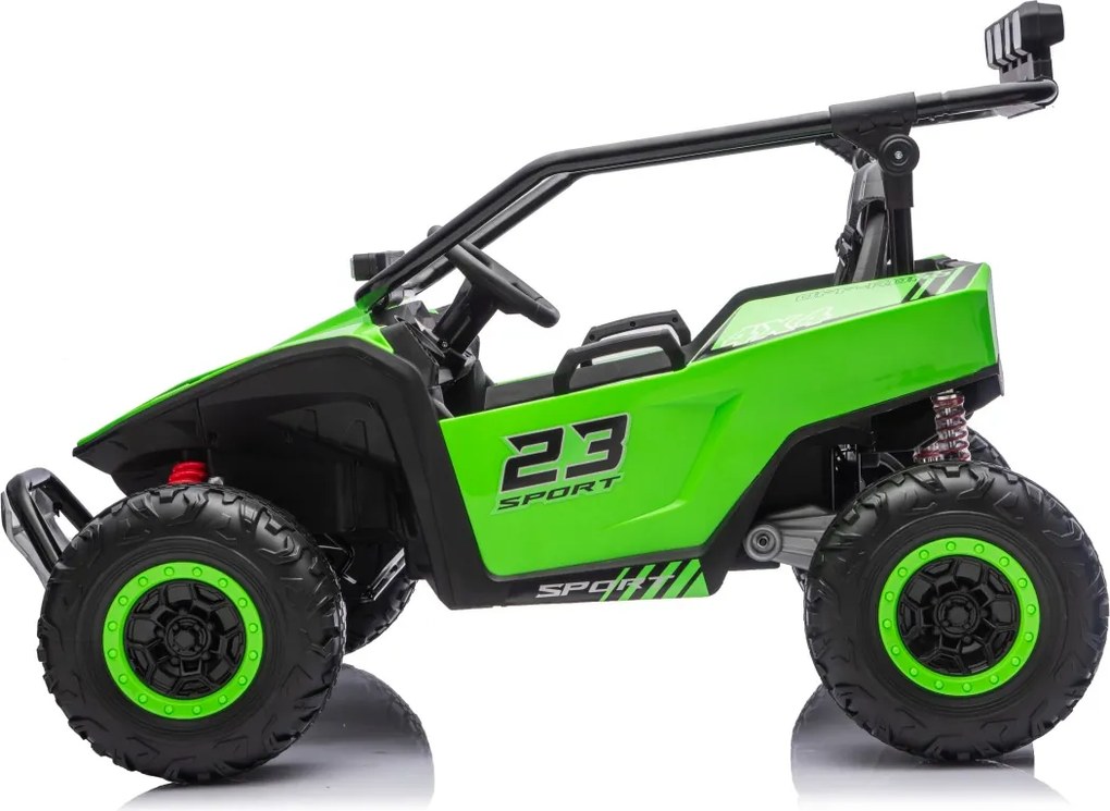 Buggy elétrico para Crianças 24V, 4x200W, 2 lugares TURBO 23, Rodas Espuma EVA, Assento Couro ecológico Verde