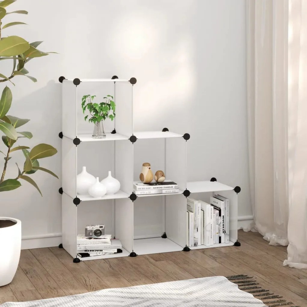 vidaXL Organizador de arrumação com 6 cubos PP transparente