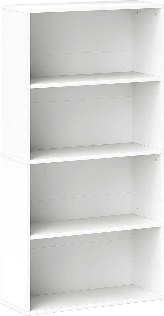 HOMCOM Estante de 4 Níveis Estante para Livros com 2 Prateleiras Ajustáveis para Sala de Estar Escritório Quarto 60x24x115,5 cm Branco | Aosom Portugal