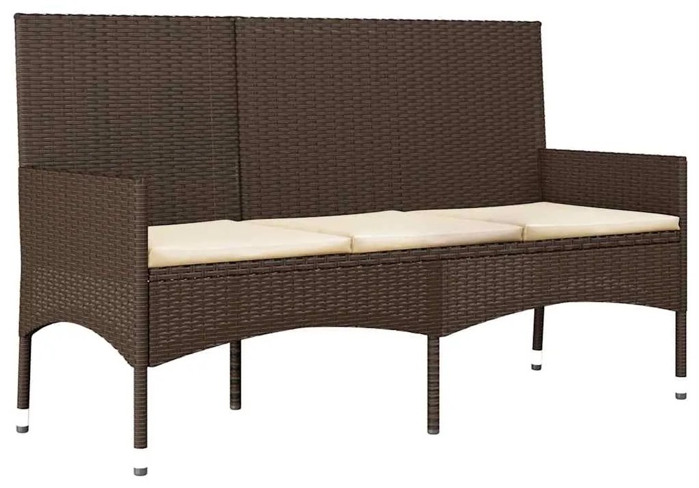 4 pcs conjunto lounge jardim c/ almofadões vime PE castanho