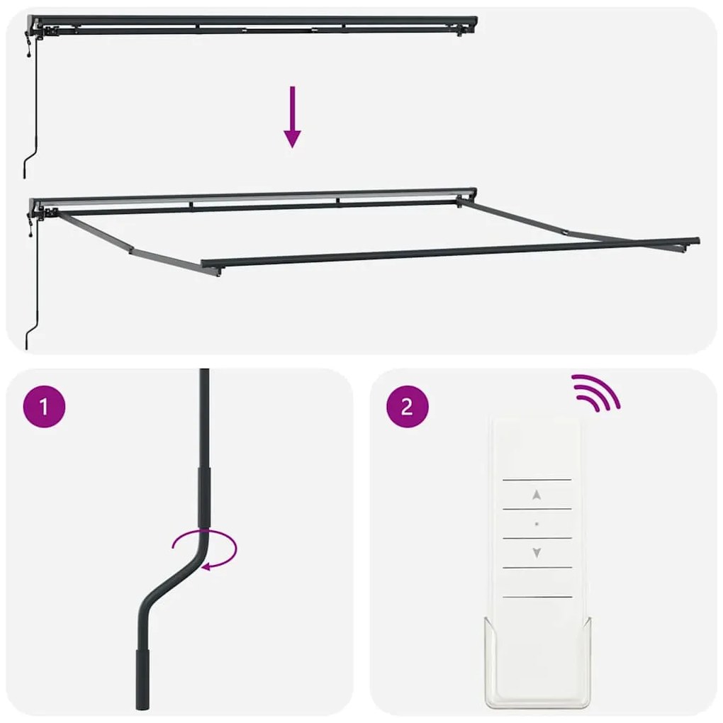 Toldo Retrátil Manual Cinzento 400 × 300 cm Alumínio, tecido