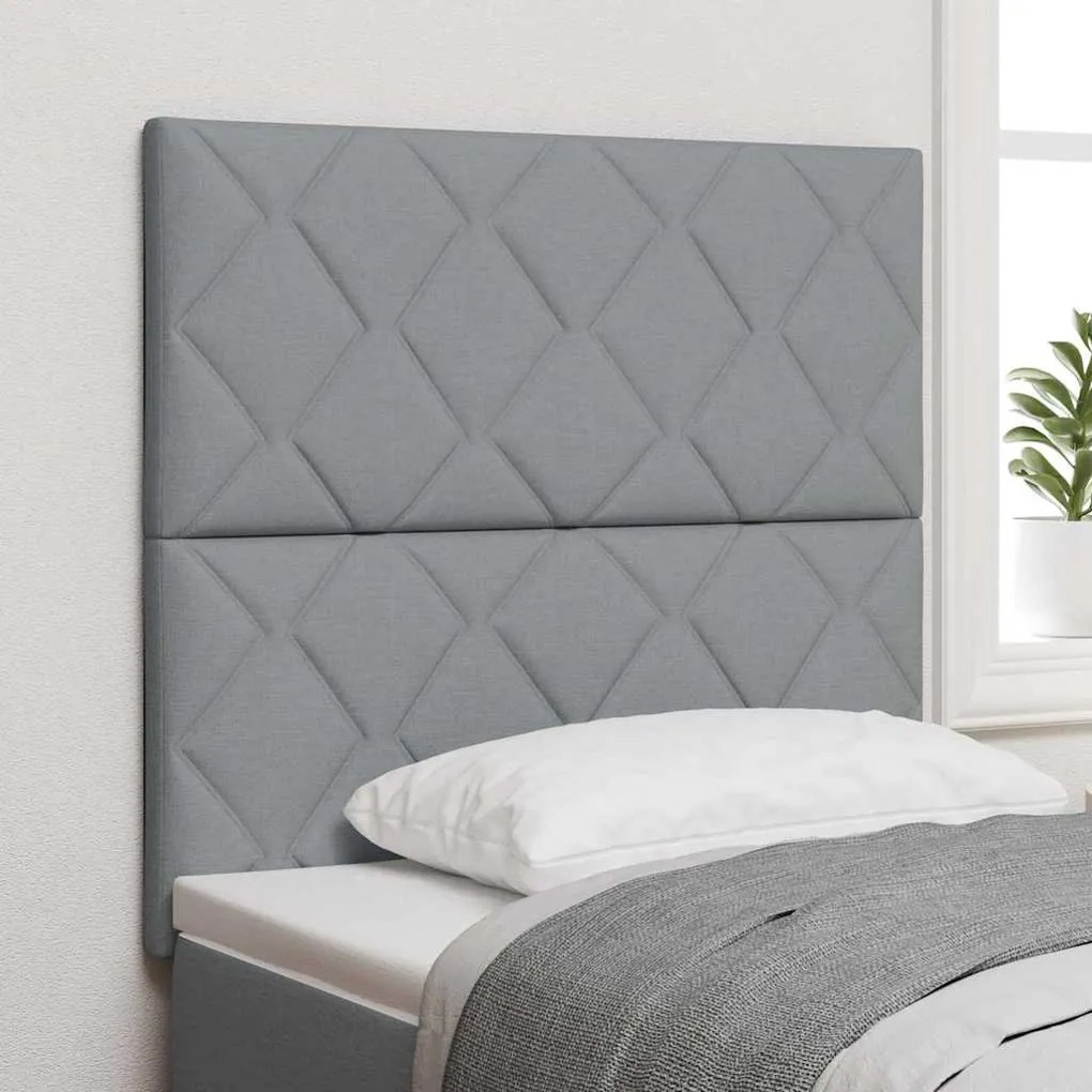 vidaXL Cabeceira com Design de Blocos de Diamante, Cinza Claro, 90 cm, Tecido