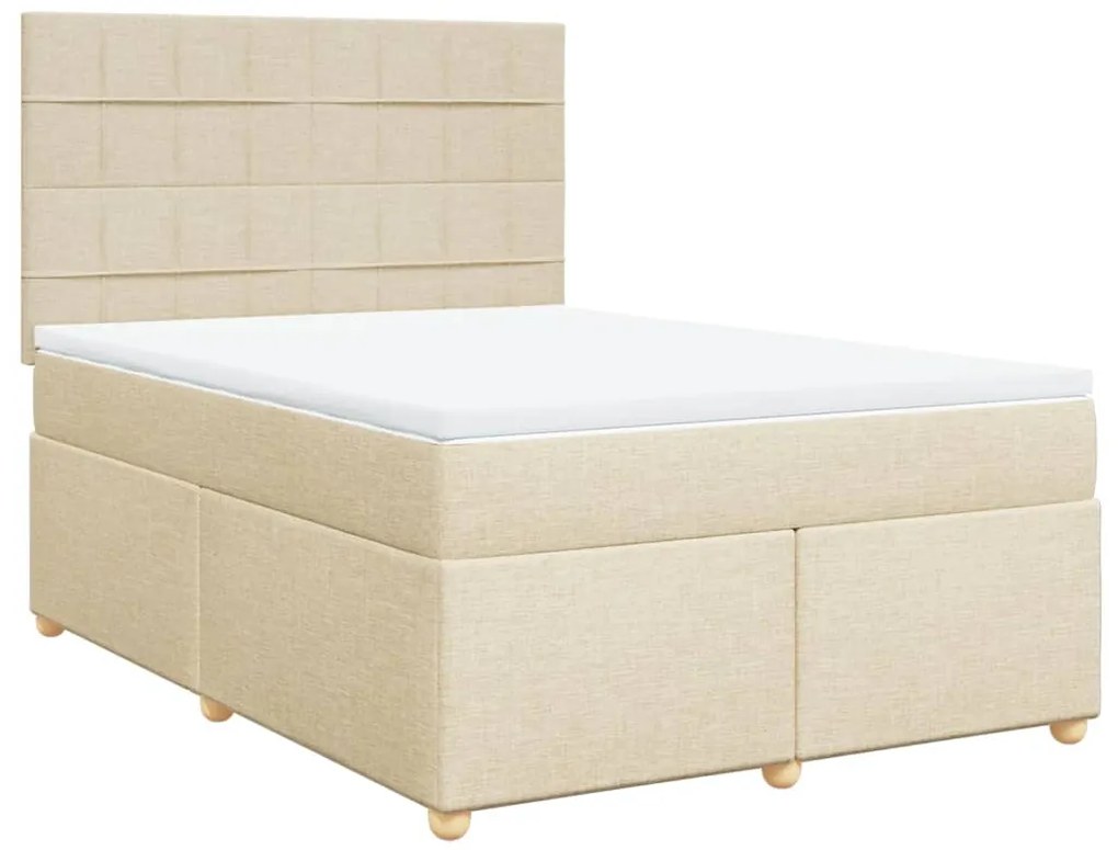 Cama com molas/colchão 140x200 cm tecido cor creme