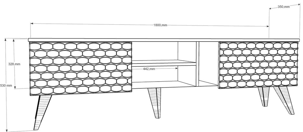Móvel TV Egg – Branco Nogueira – 180 cm x 53 cm x 35 cm