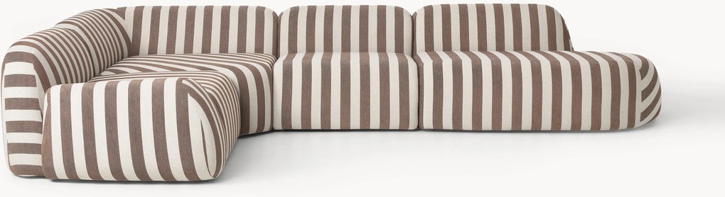 Sofá de canto modular XL com chaise longue às riscas Wolke