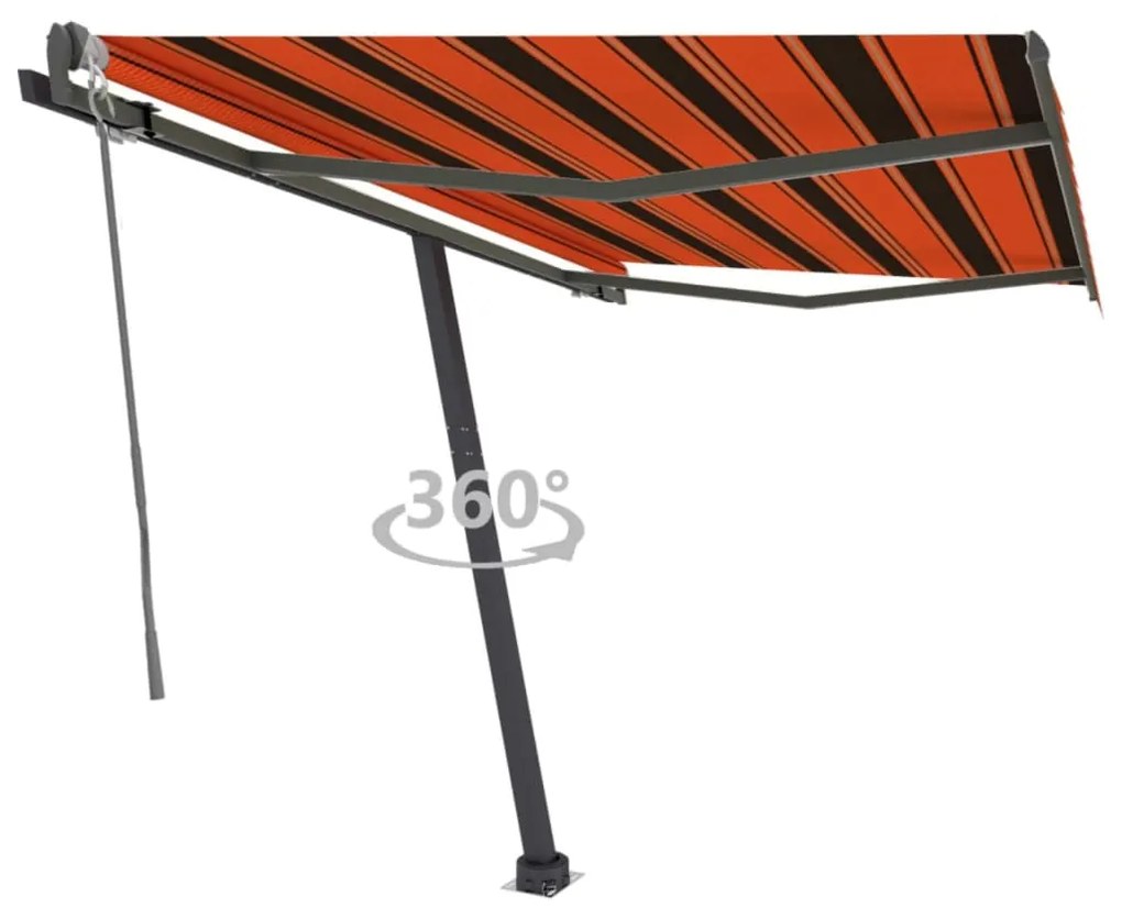 Toldo automático independente 300x250 cm laranja e castanho