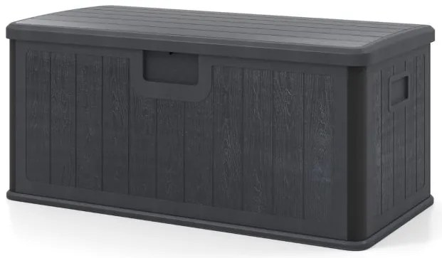 Caixa Grande para exterior 378L Armazenamento almofadas em Resina Interior Exterior com Tampa e Fecho Cinza