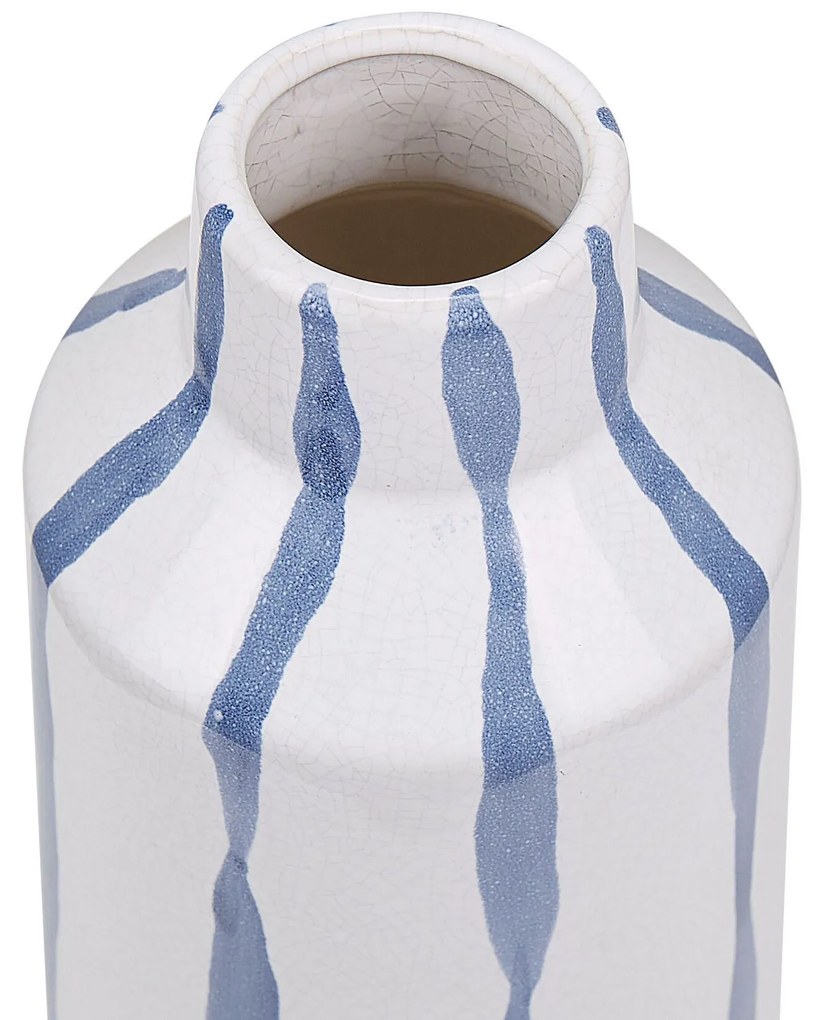 Vaso branco e azul 22 cm ASSUS Beliani