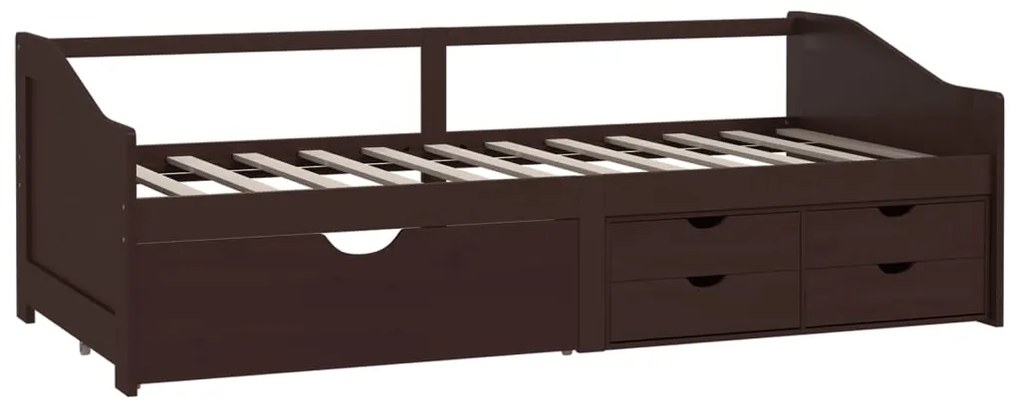 Sofá-cama 3 lugares c/ gavetas 90x200 cm pinho castanho-escuro