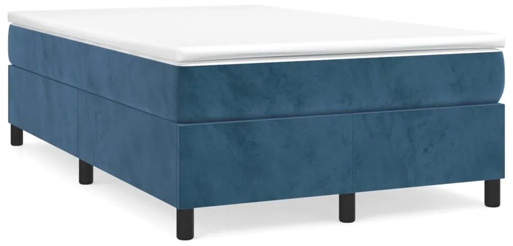 Cama boxspring com colchão 120x190 cm veludo azul-escuro