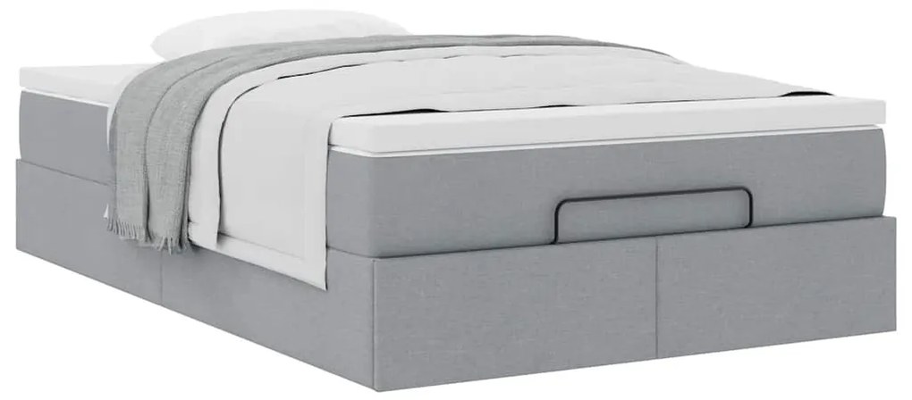 Estrutura cama otomana colchão 120x200 cm tecido cinzento claro