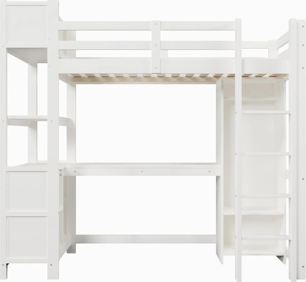 Cama alta 90x200 cm, Branco | AOSOM Portugal